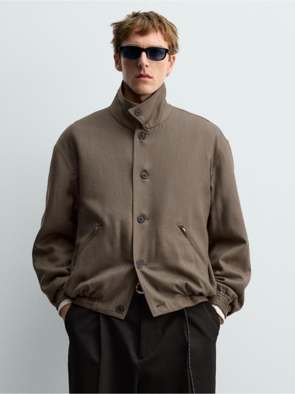 Zara Taupe Gray Men's Bomber Jacket